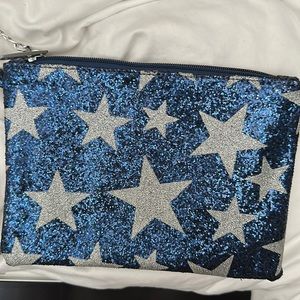 Cross body  and hand purse glitter blue and silver stars